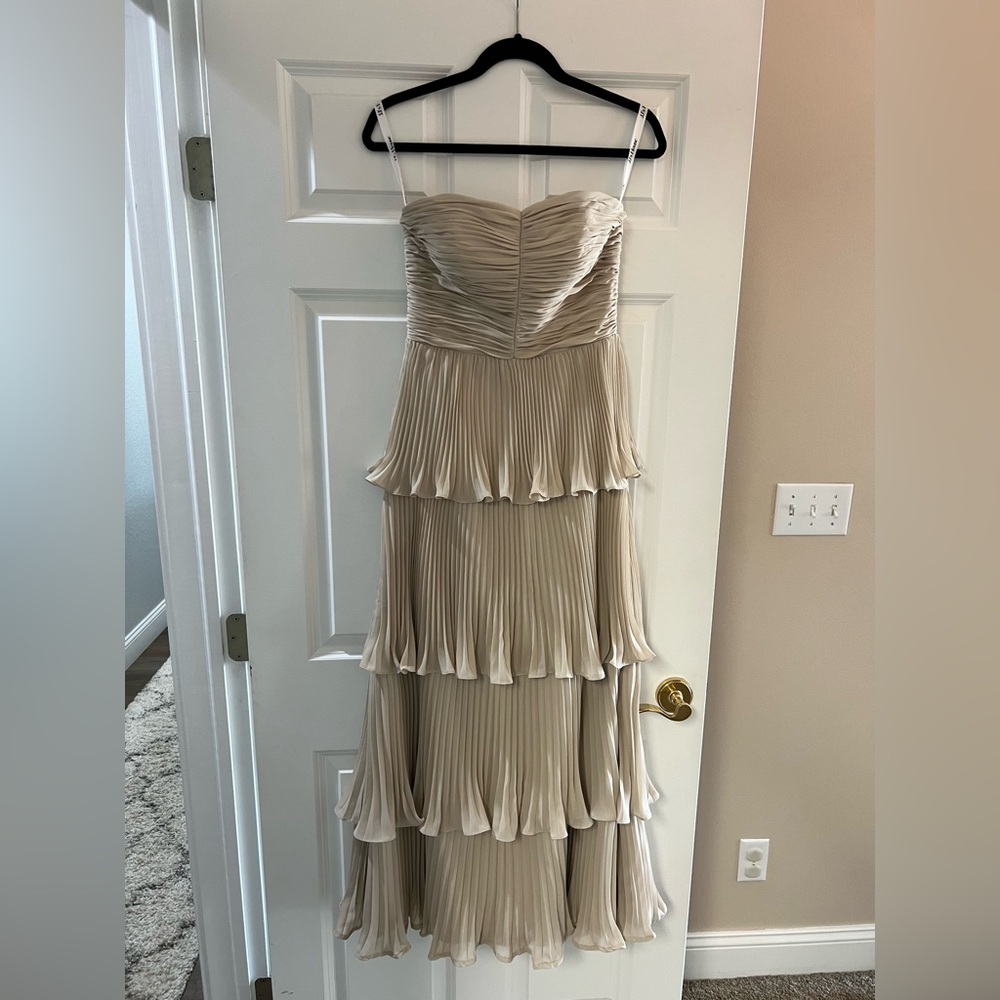 JJs House Strapless Sand Layered Dress
